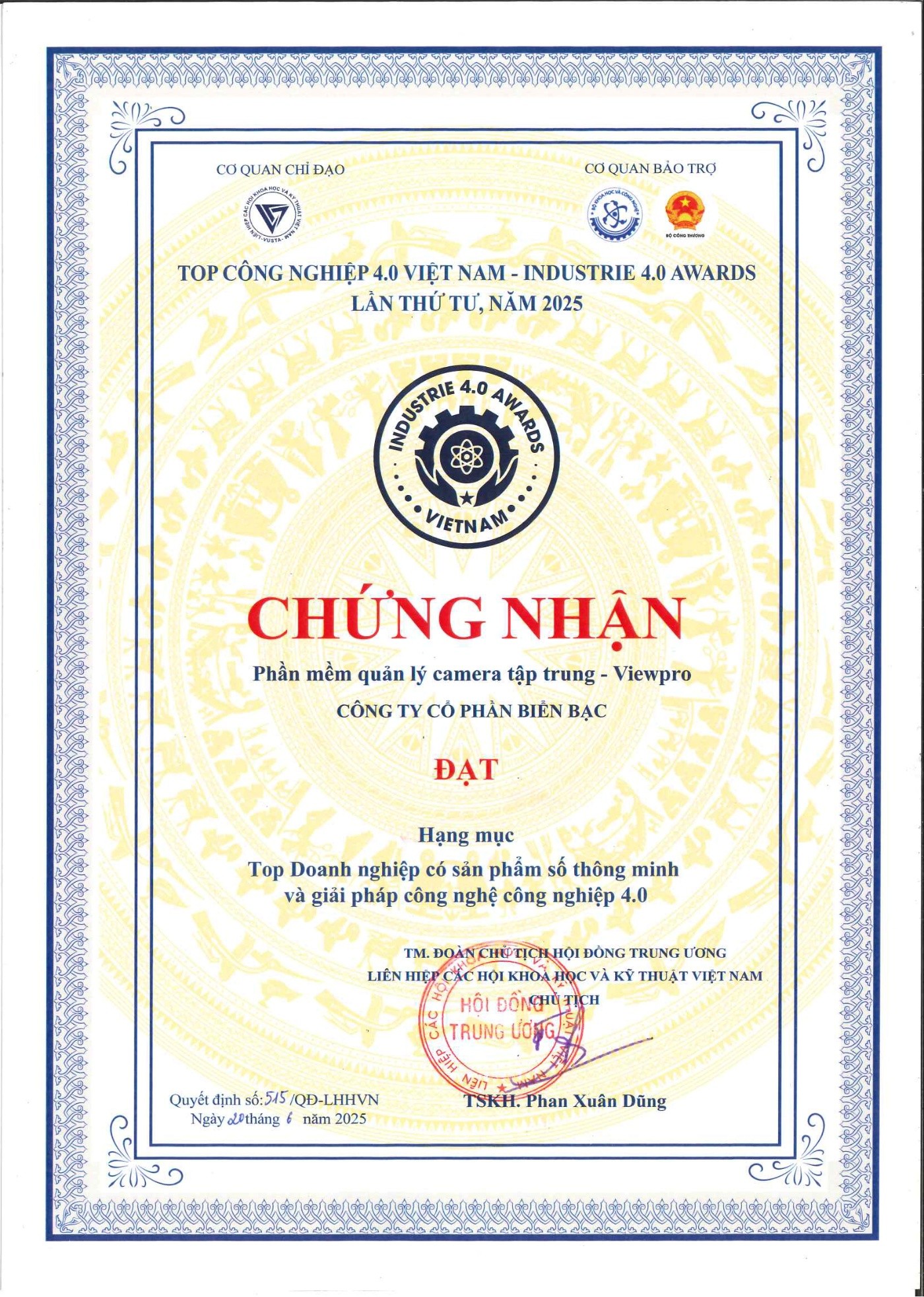 CHỨNG NHẬN SẢN PHẨM SỐ THÔNG MINH VÀ GIẢI PHÁP CÔNG NGHỆ CÔNG NGHIỆP 4.0